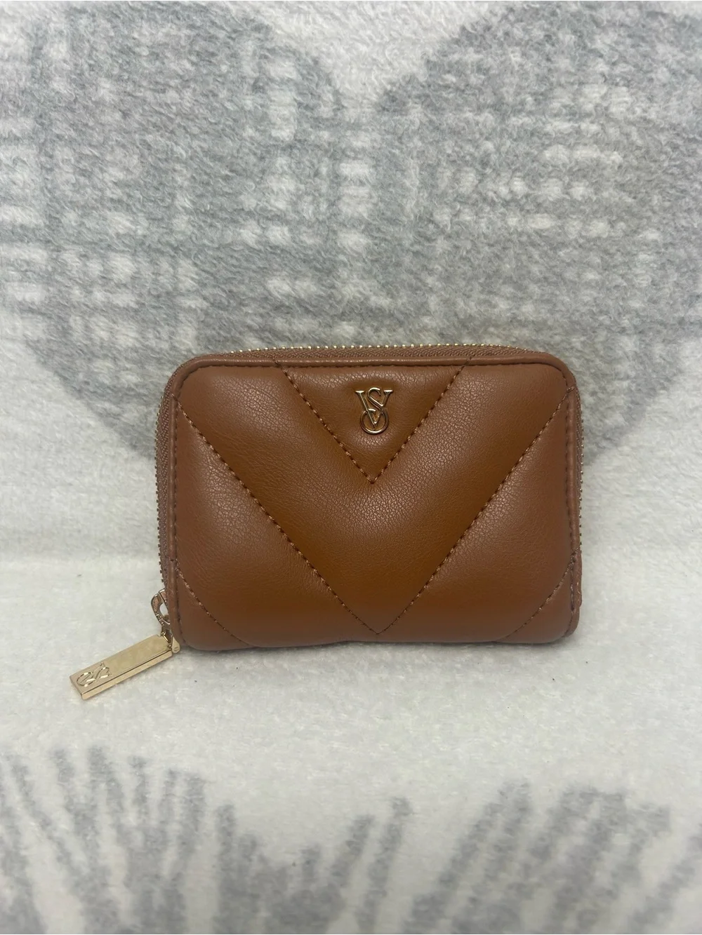Victoria Secret tan/brown small wallet with gold hardware